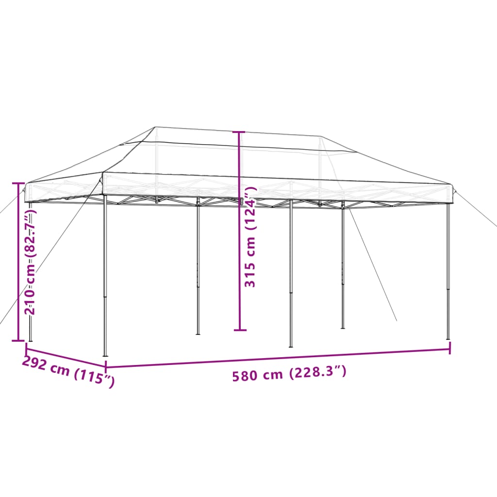 vidaXL Sklopivi prigodni šator za zabave smeđi 580x292x315 cm