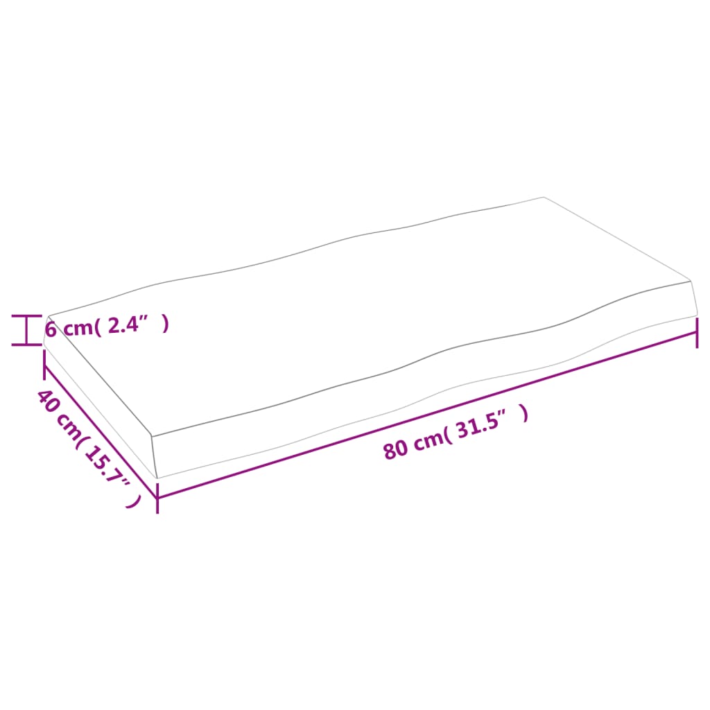 vidaXL Stolna ploča 80x40x(2-6) cm od hrastovine sa živim rubom