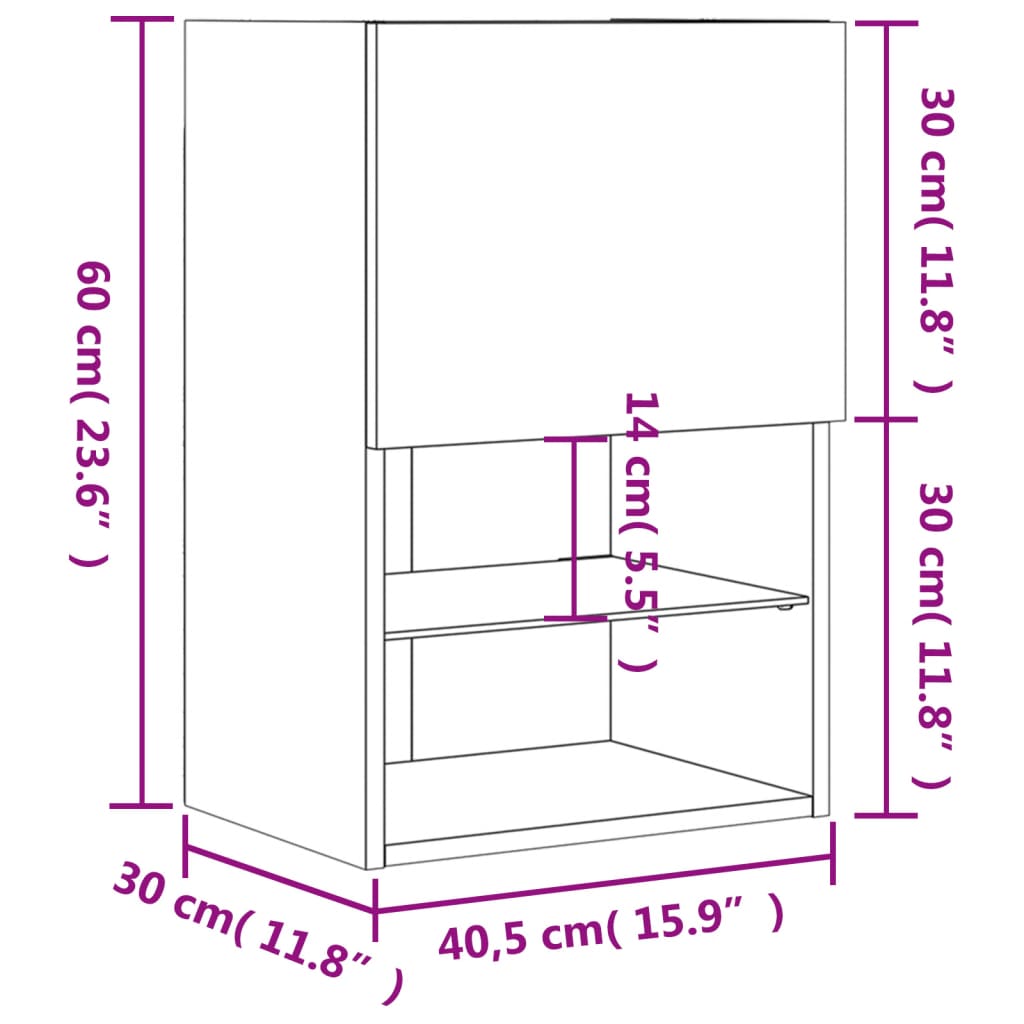 vidaXL TV ormarić s LED svjetlima bijeli 40,5x30x60 cm