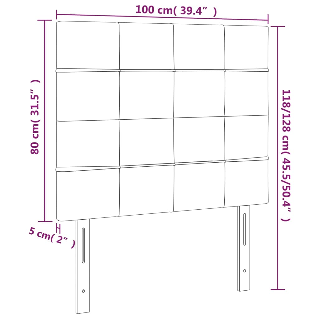 vidaXL LED uzglavlje krem 100x5x118/128 cm od tkanine