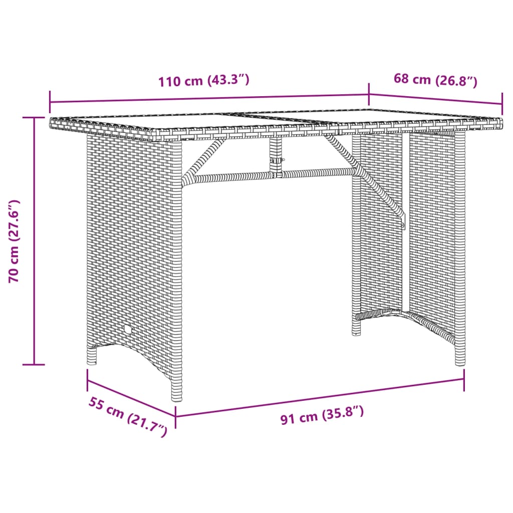 vidaXL Vrtni stol s drvenom pločom crni 110 x 68 x 70 cm od poliratana