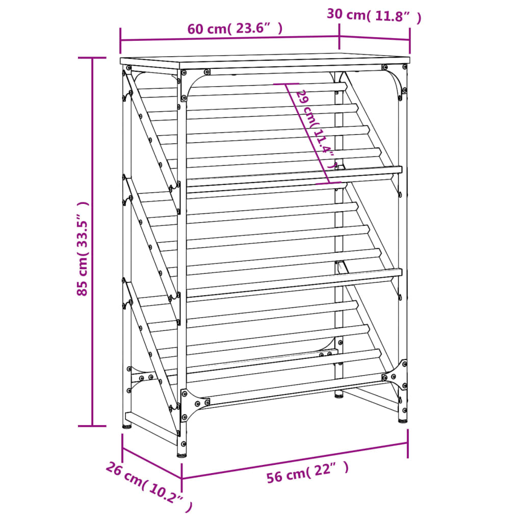 vidaXL Stalak za cipele boja hrasta 60x30x85 cm konstruirano drvo