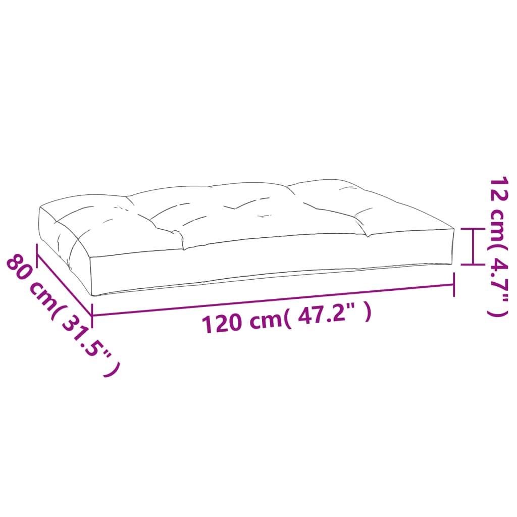 vidaXL Jastuk za palete tirkizni 120 x 80 x 12 cm od tkanine