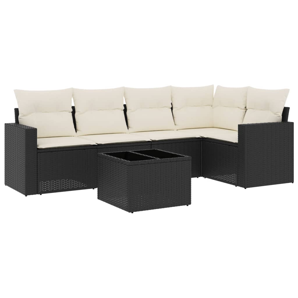 vidaXL 6-dijelni set vrtnih sofa s jastucima crni od poliratana