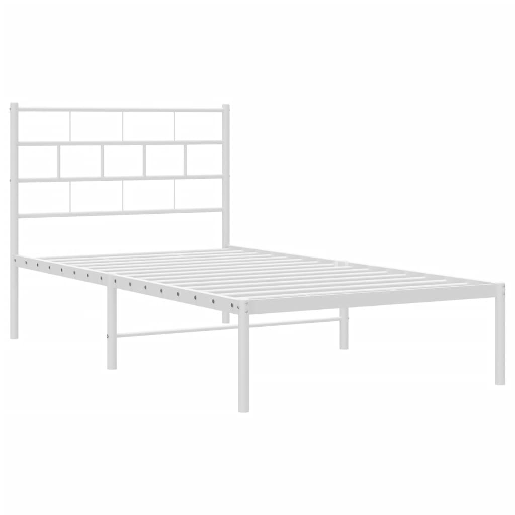 vidaXL Metalni okvir za krevet s uzglavljem bijeli 90 x 190 cm