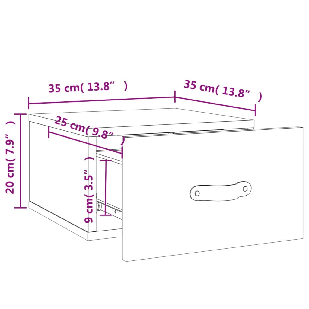 vidaXL Zidni noćni ormarići 2 kom Siva betona 35 x 35 x 20 cm