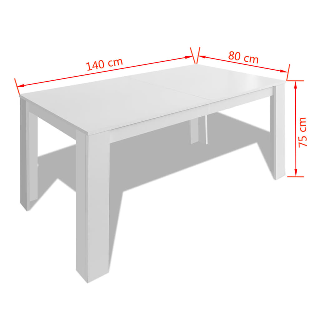 vidaXL Blagovaonski stol 140 x 80 x 75 cm bijeli