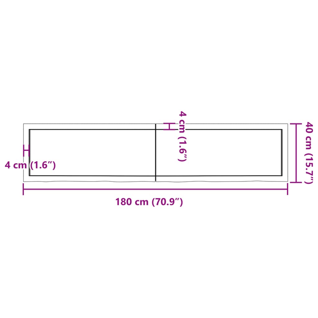 vidaXL Zidna polica tamnosmeđa 180x40x(2-6) cm od obrađene hrastovine