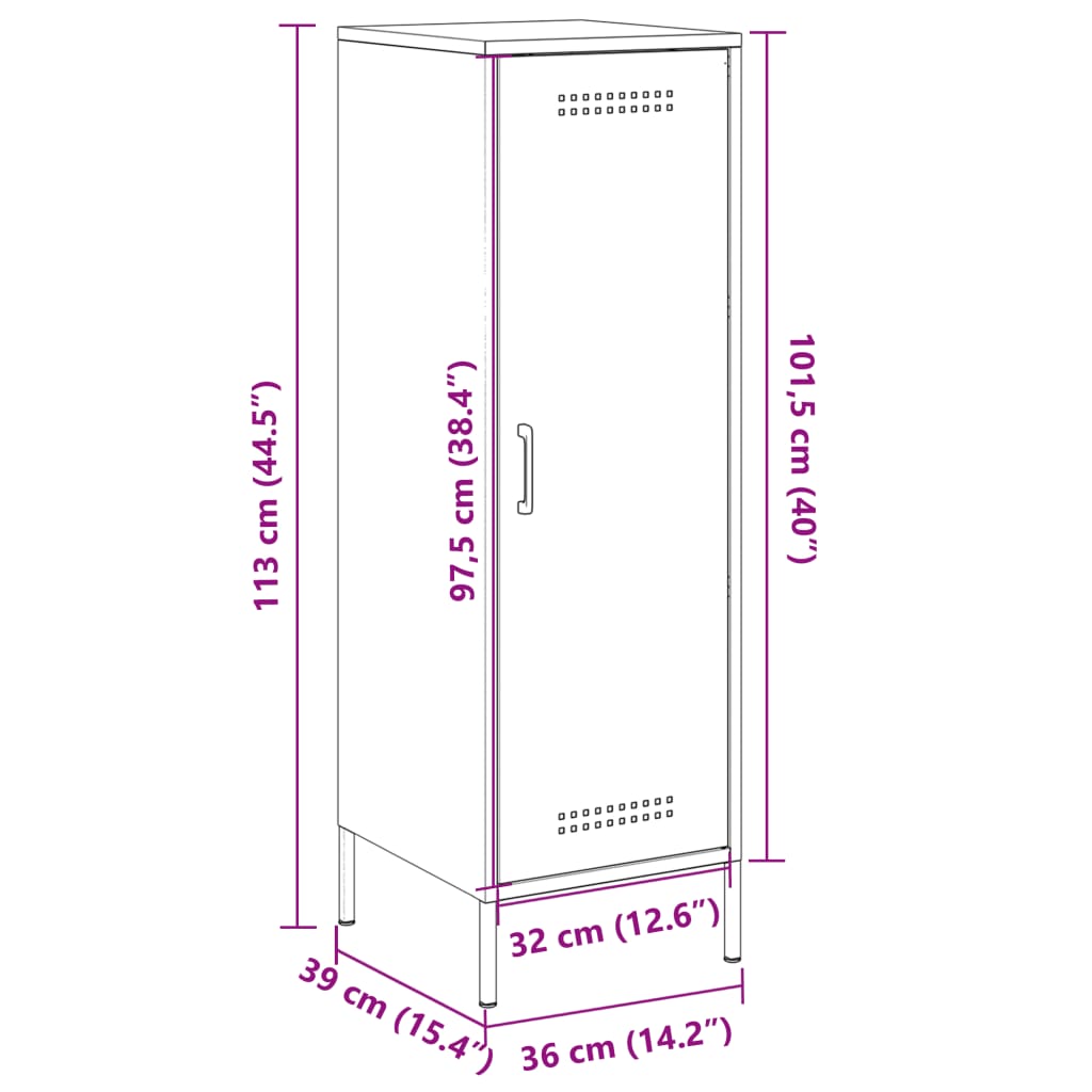 vidaXL Visoka komoda maslinastozelena 36 x 39 x 113 cm čelična