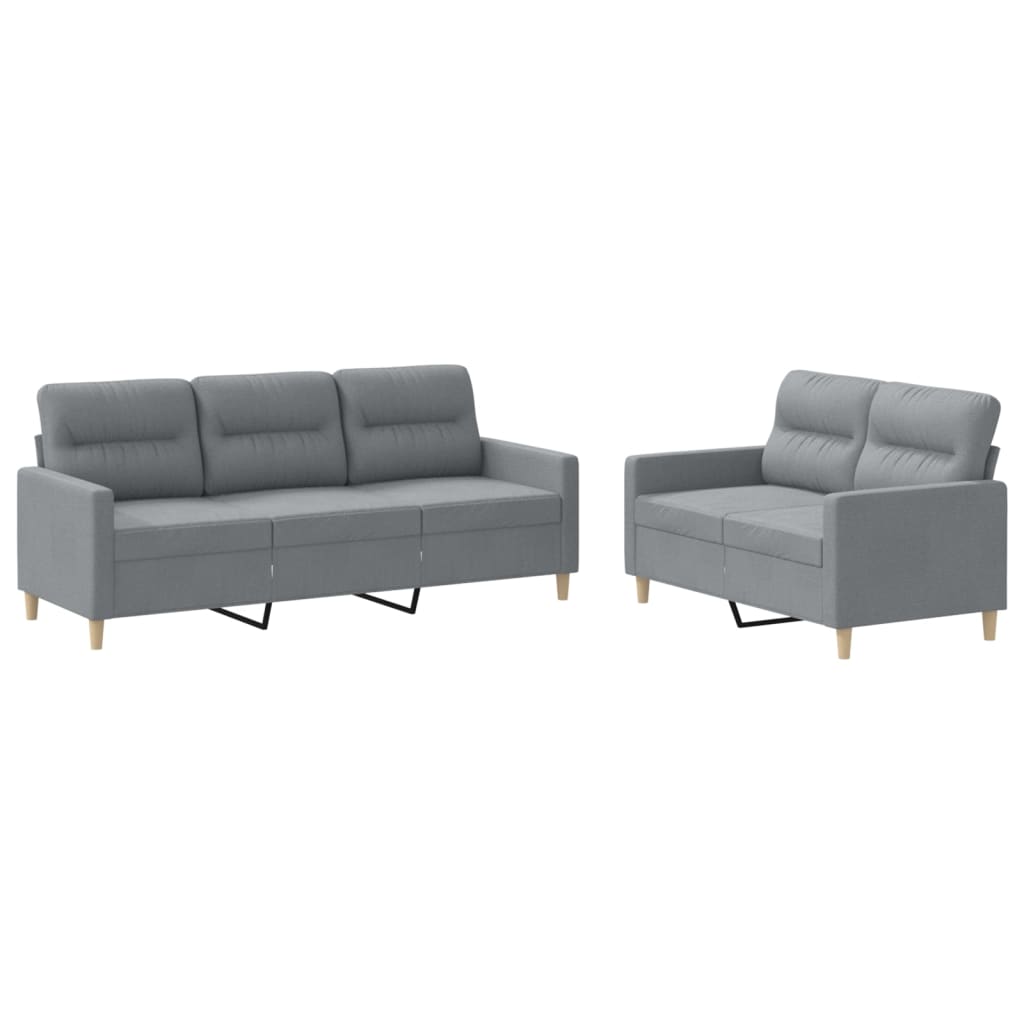 vidaXL 2-dijelni set sofa s jastucima svjetlosivi od tkanine