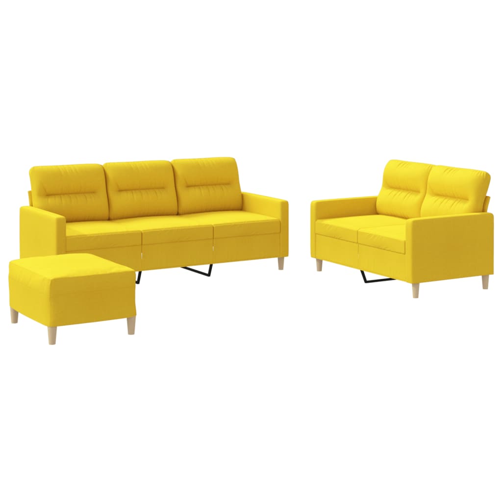 vidaXL 3-dijelni set sofa s jastucima svjetložuti od tkanine