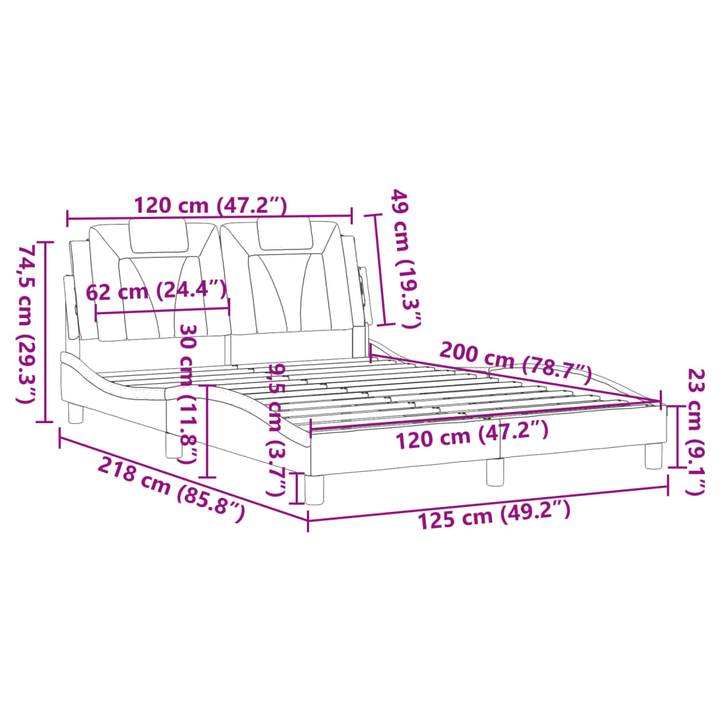 vidaXL Okvir za krevet s uzglavljem smeđi 120x200 cm od umjetne kože