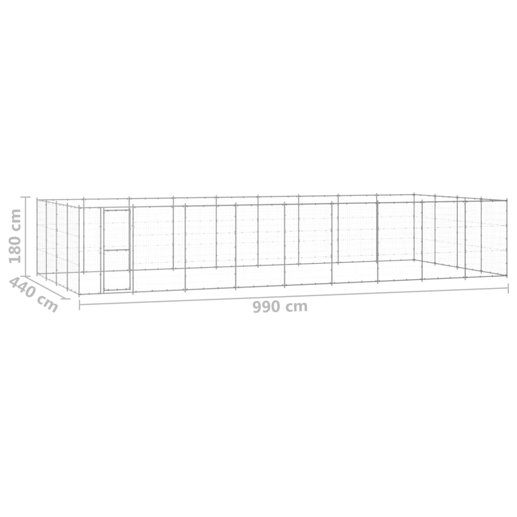 vidaXL Vanjski kavez za pse od pocinčanog čelika 43,56 m²