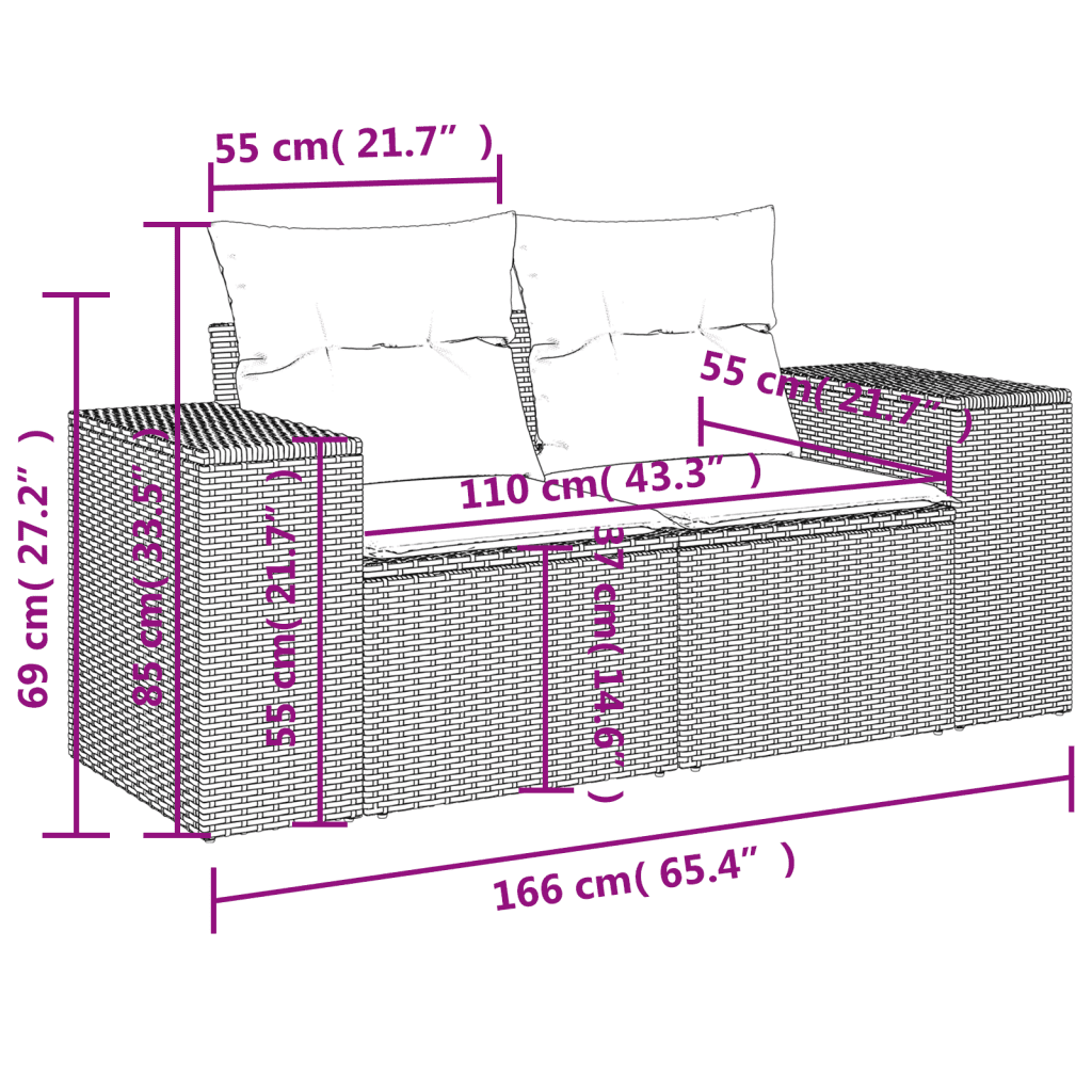 vidaXL 4-dijelni set vrtnih sofa s jastucima bež od poliratana