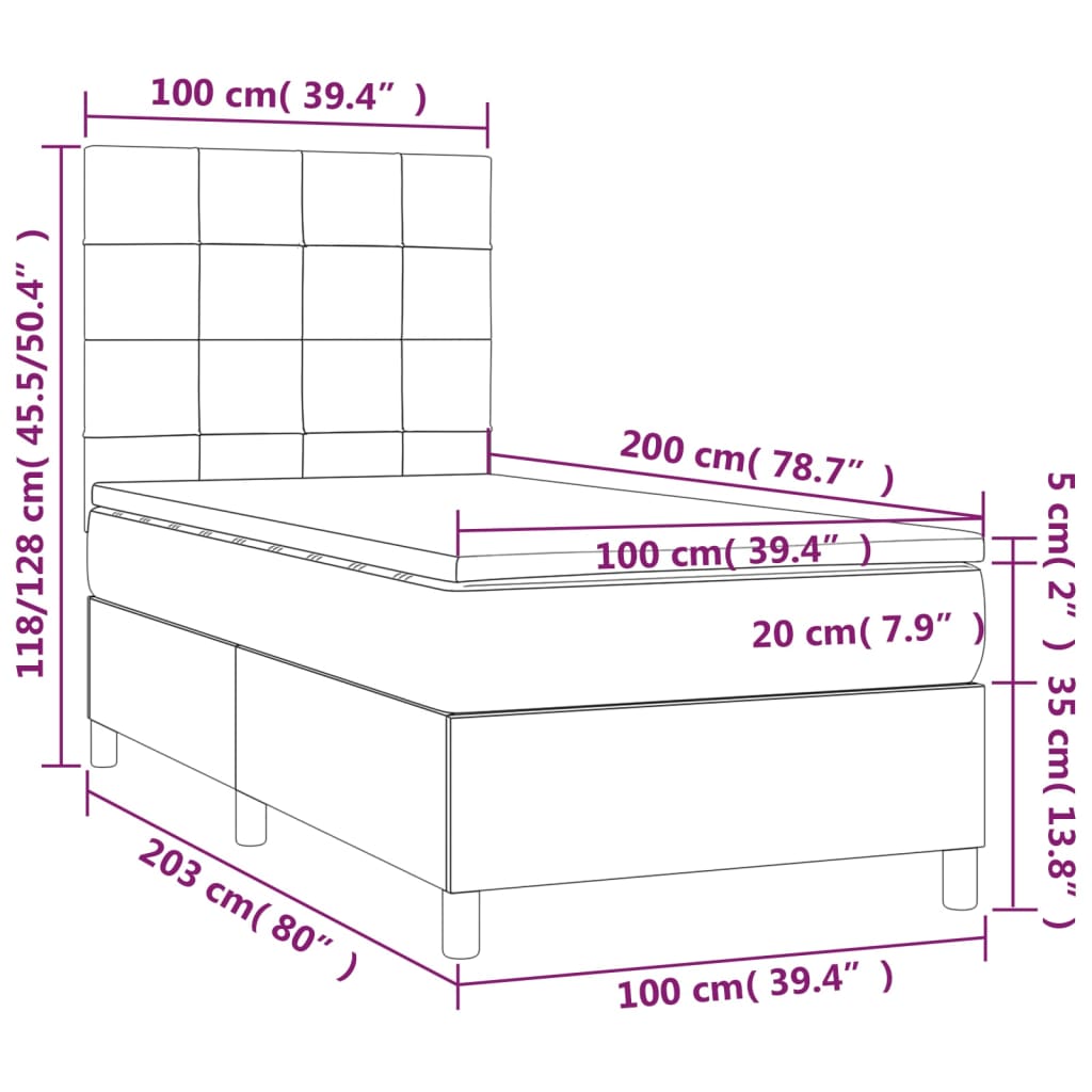 vidaXL Box spring krevet s madracem ružičasti 100x200 cm baršunasti