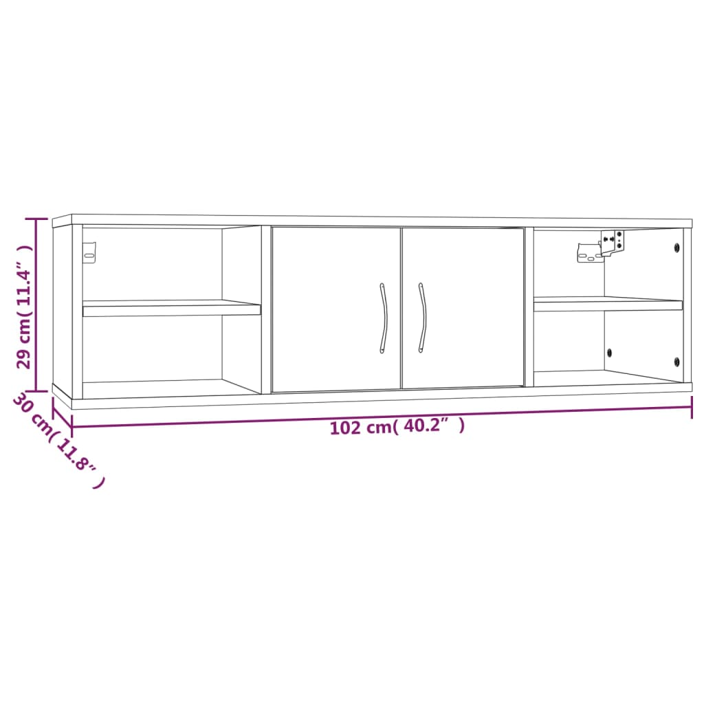 vidaXL Zidna polica boja hrasta 102 x 30 x 29 cm od konstruiranog drva