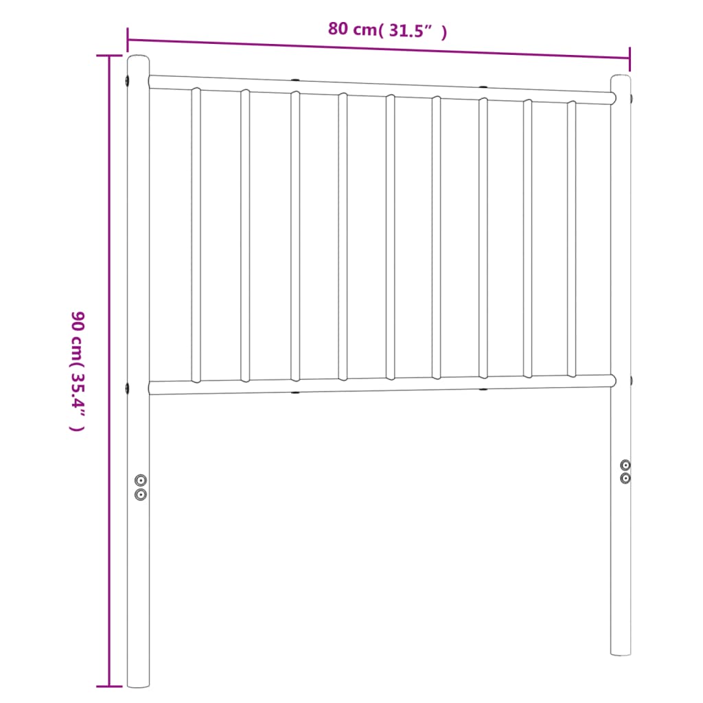 vidaXL Metalno uzglavlje crno 75 cm