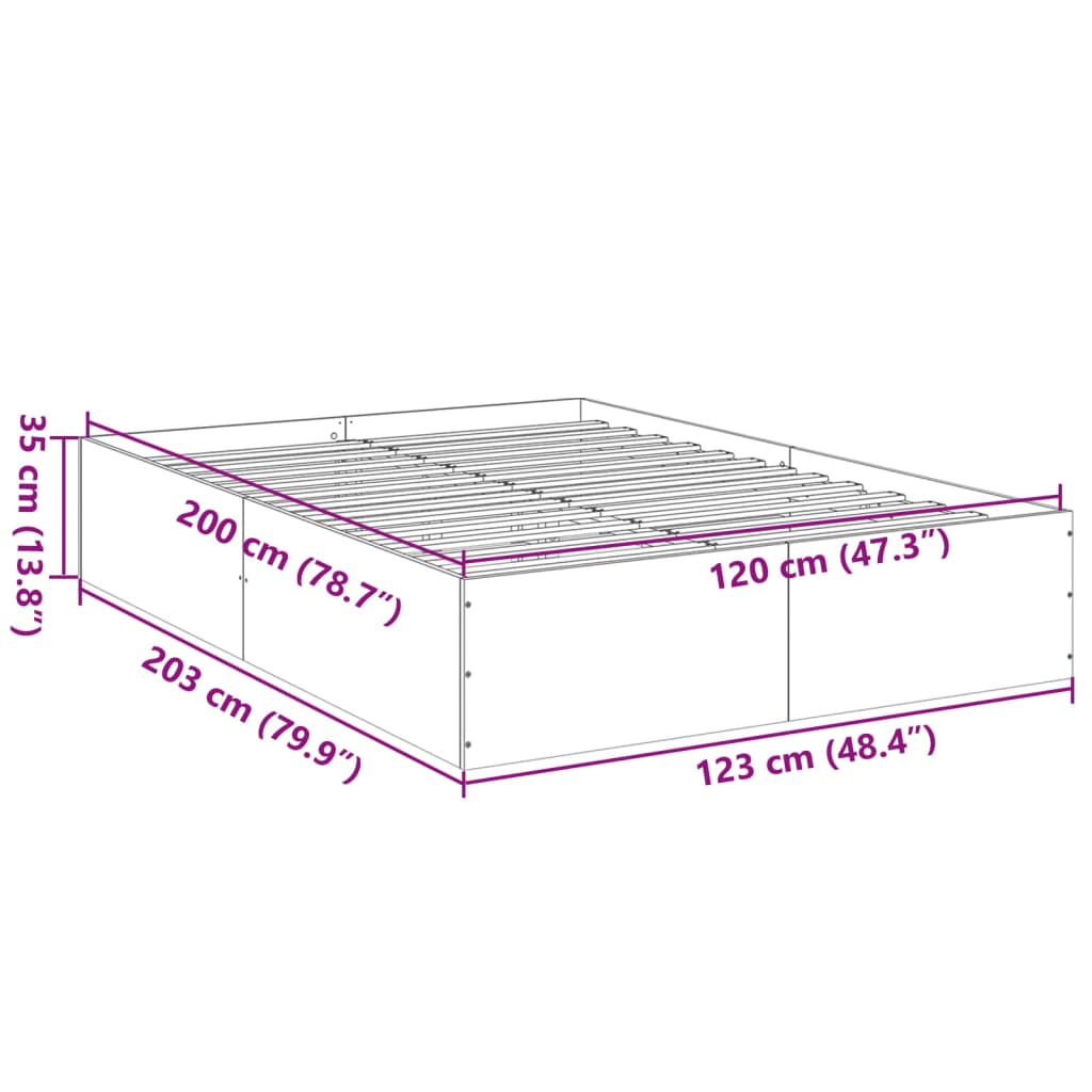 vidaXL Okvir kreveta smeđa boja hrasta 120x200 cm konstruirano drvo