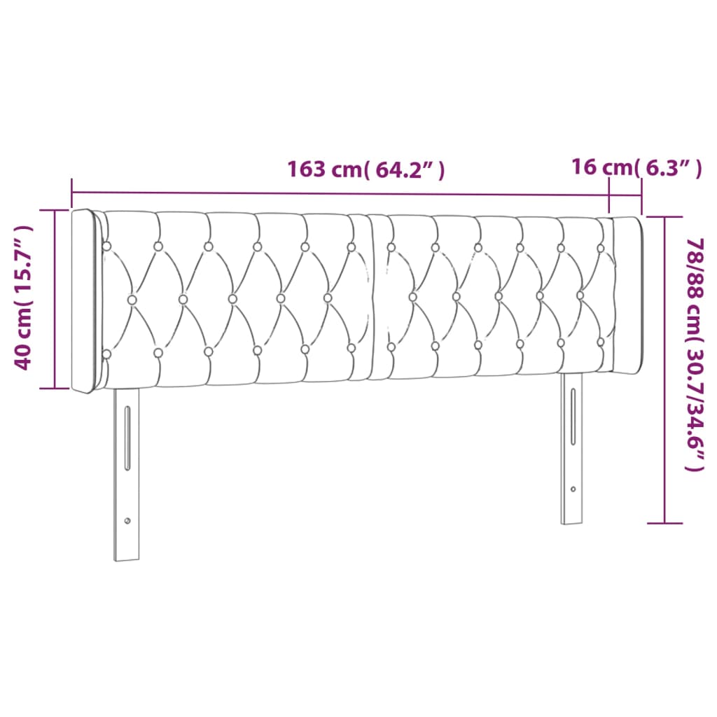 vidaXL LED uzglavlje tamnosivo 163x16x78/88 cm od tkanine