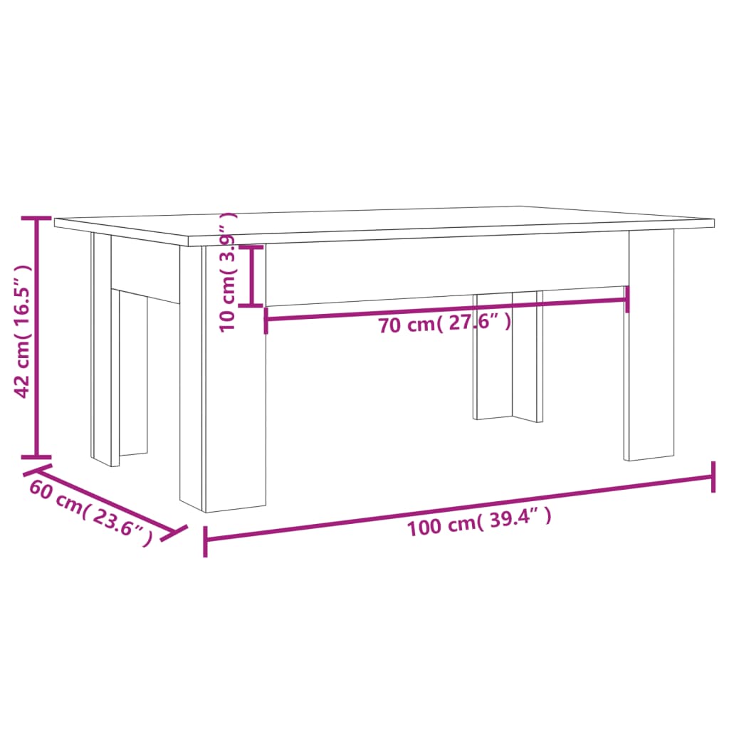 vidaXL Stolić za kavu boja smeđeg hrasta 100x60x42cm konstruirano drvo