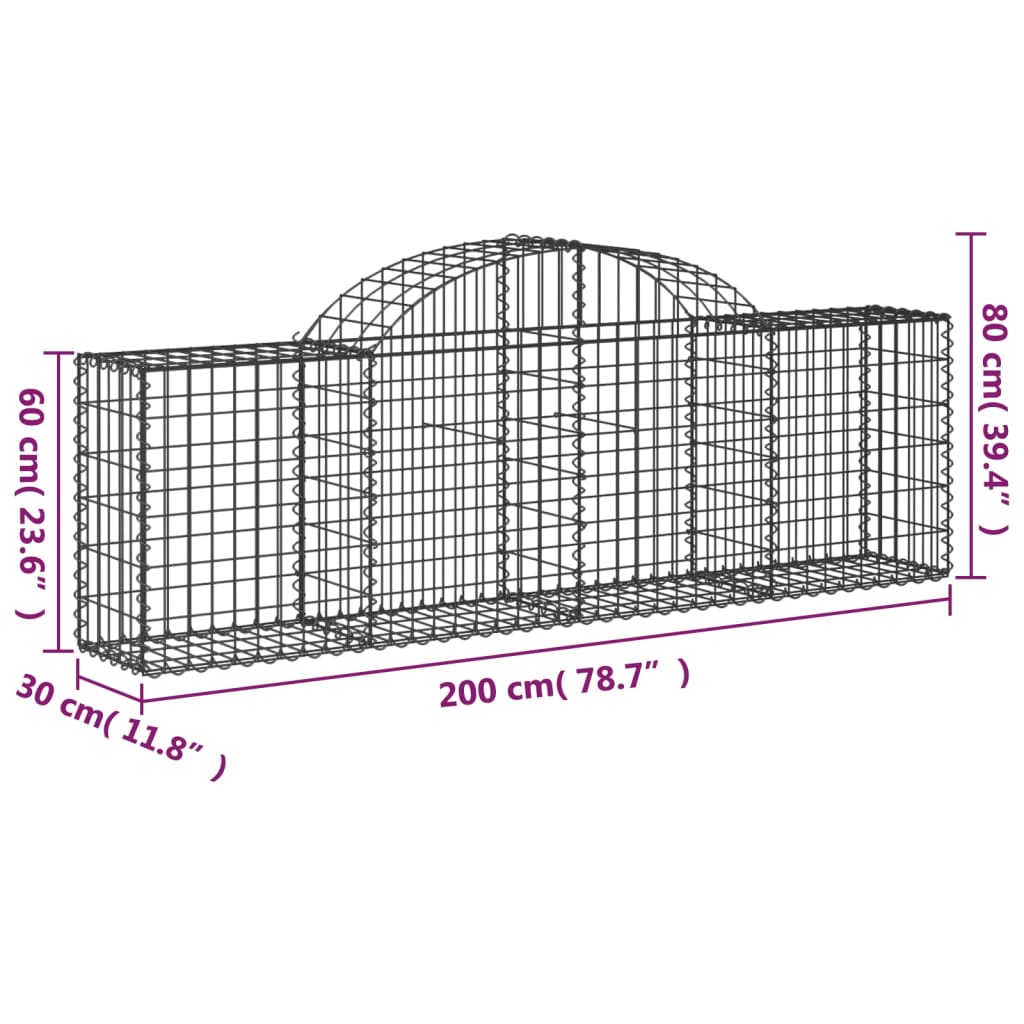 vidaXL Lučne gabionske košare 13 kom 200x30x60/80 cm pocinčano željez