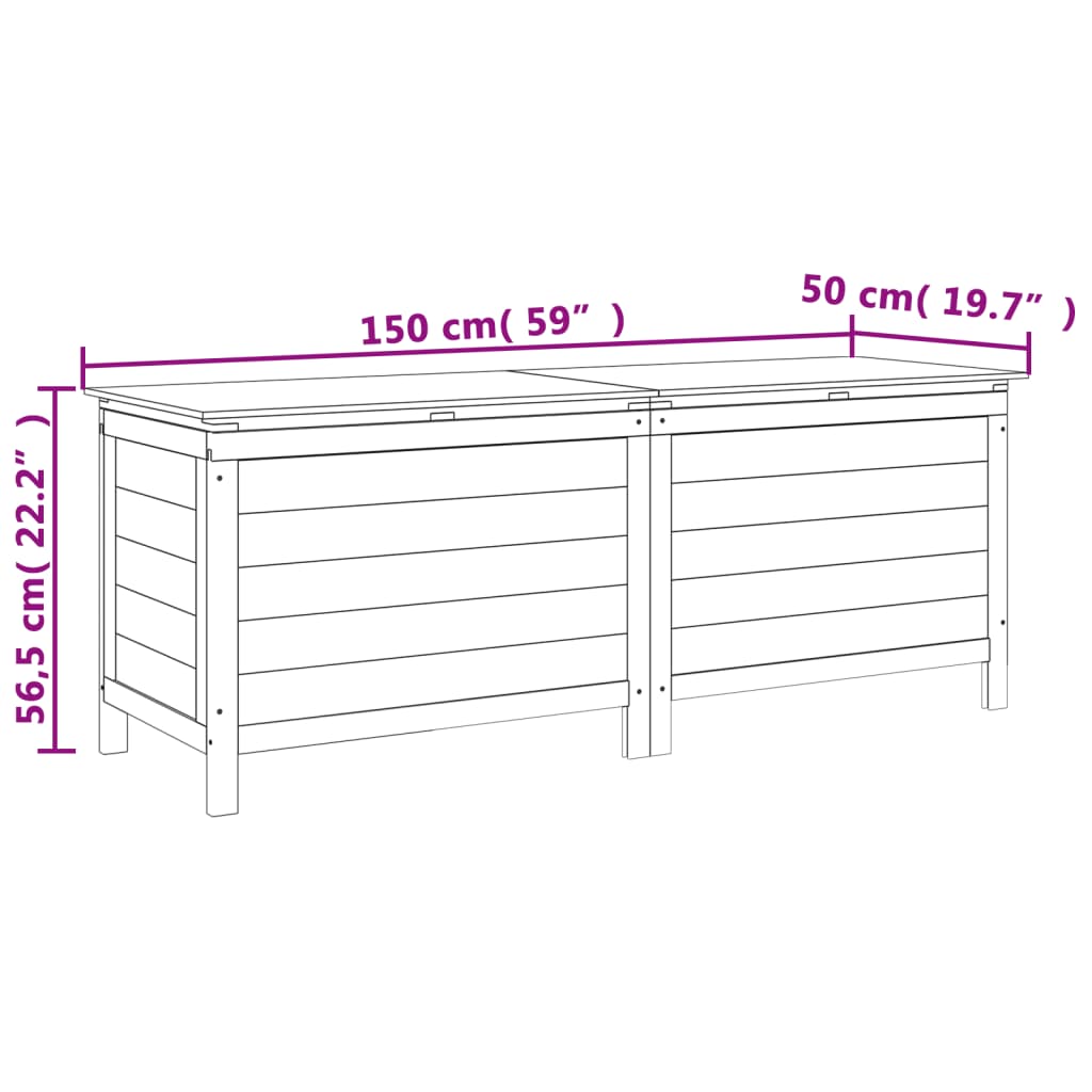 vidaXL Vrtna kutija za pohranu bijela 150x50x56,5 cm masivna jelovina