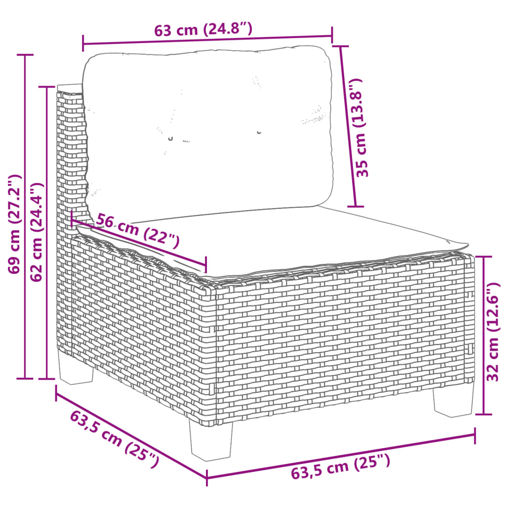 vidaXL 9-dijelni set vrtnih sofa od poliratana s jastucima sivi