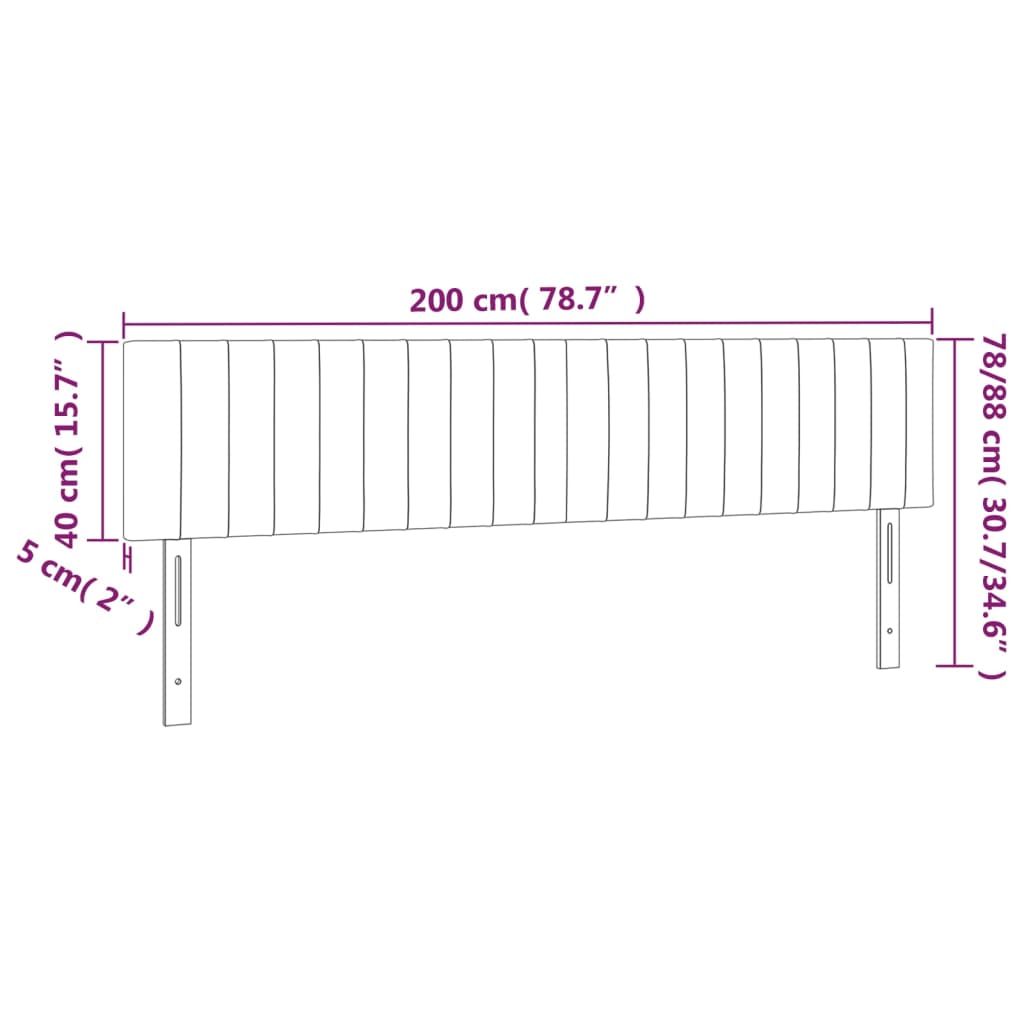 vidaXL LED uzglavlje tamnosivo 200x5x78/88 cm od tkanine