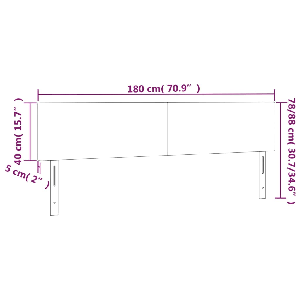 vidaXL LED uzglavlje svjetlosivo 180x5x78/88 cm baršunasto