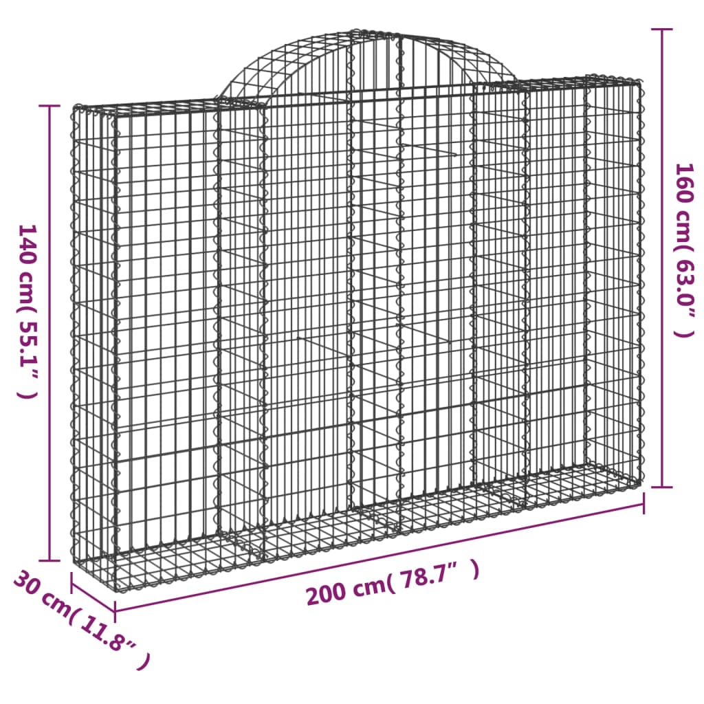 vidaXL Lučne gabionske košare 15kom 200x30x140/160cm pocinčano željezo