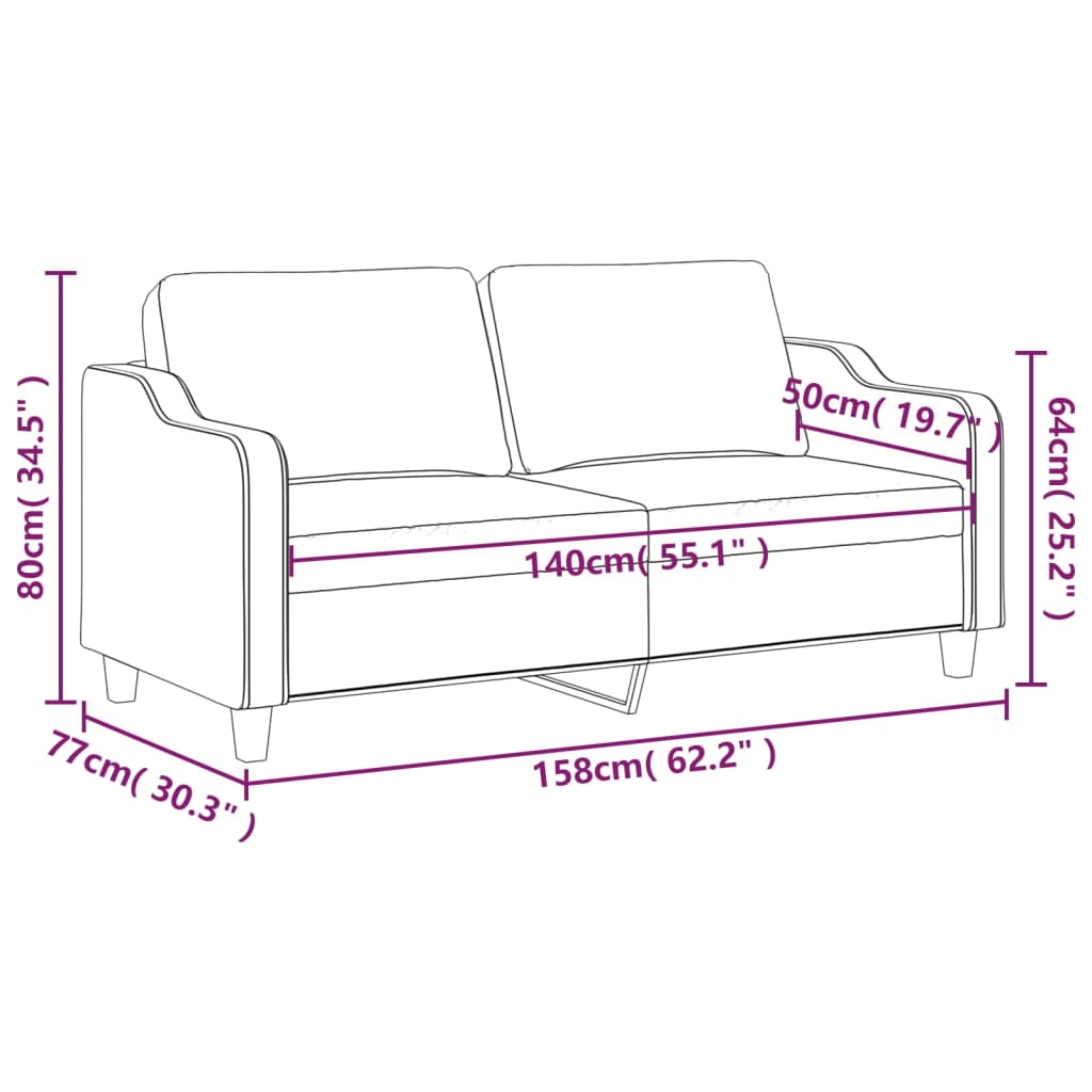 vidaXL Dvosjed od tkanine crvena boja vina 140 cm