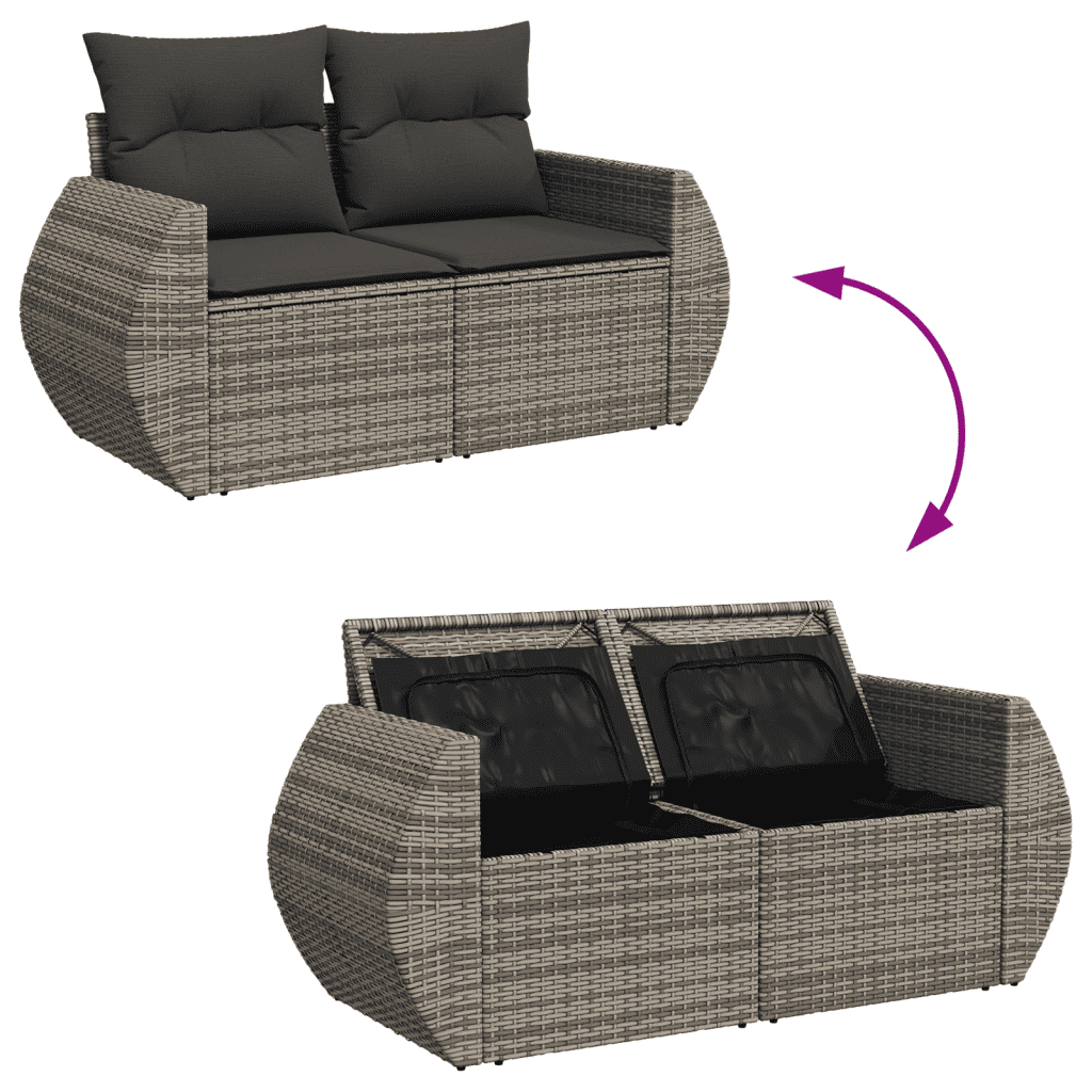 vidaXL 7-dijelni set vrtnih sofa sivi od poliratana