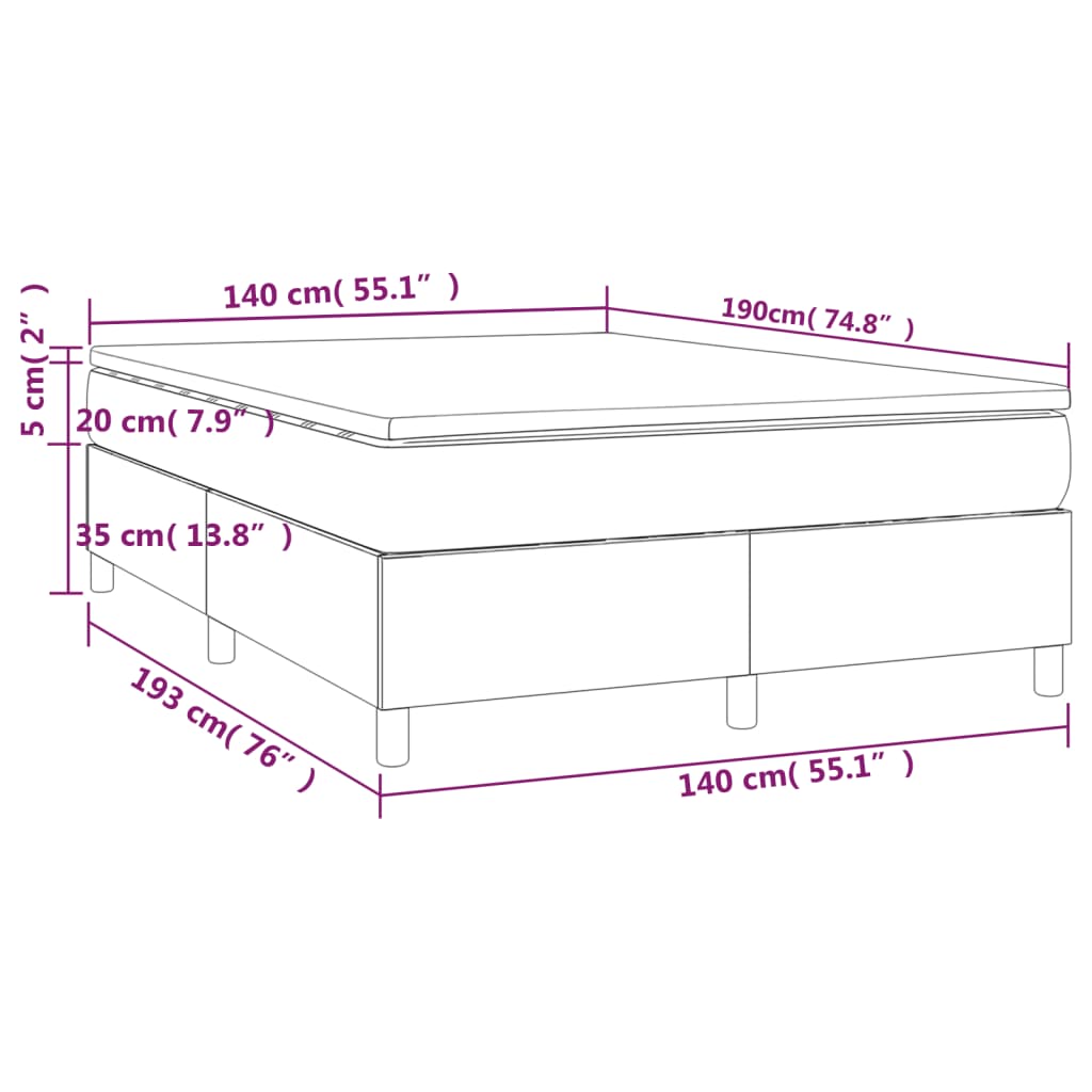 vidaXL Krevet s oprugama i madracem krem 140 x 190 cm od tkanine