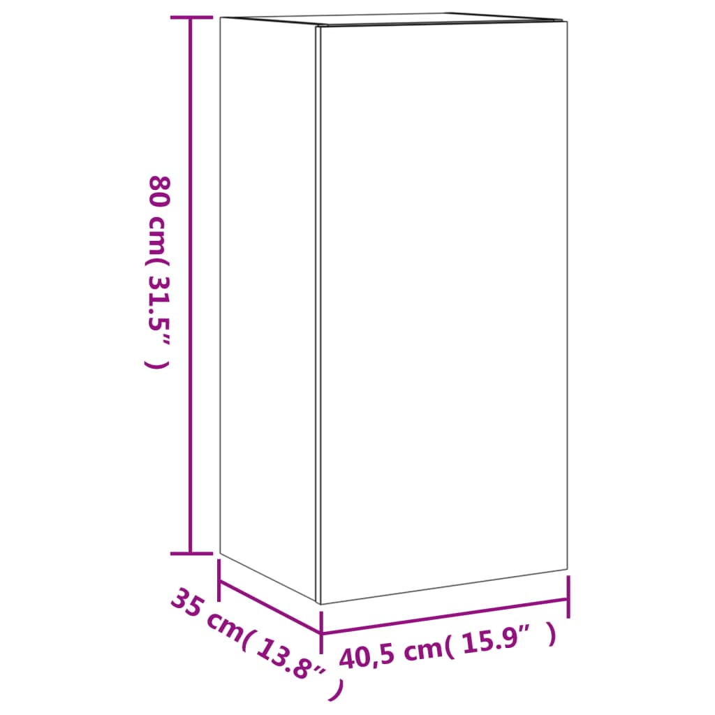 vidaXL Zidni TV ormarić s LED svjetlima boja hrasta 40,5x35x80 cm