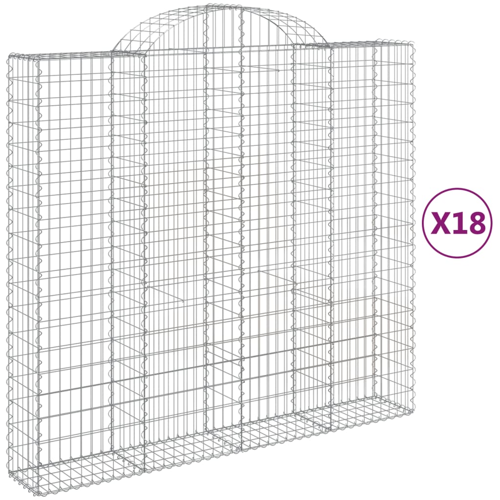 vidaXL Lučne gabionske košare 18 kom 200 x 50 x 180/200 cm željezne