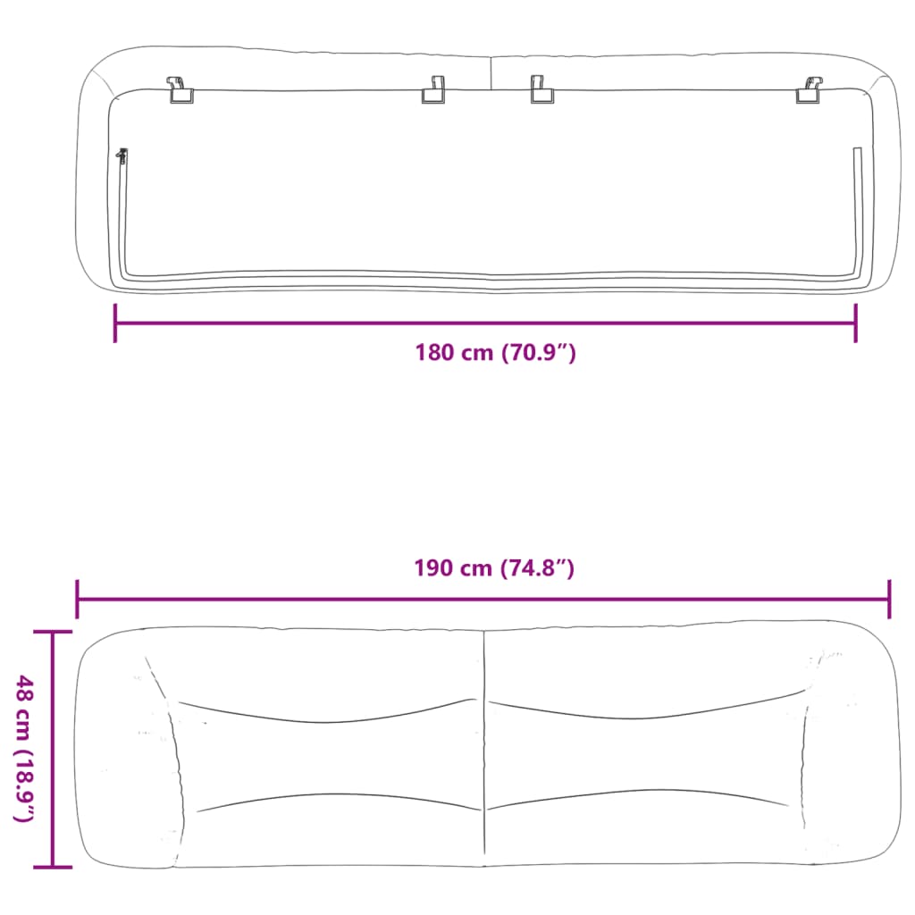 vidaXL Jastuk za uzglavlje crni 180 cm od umjetne kože