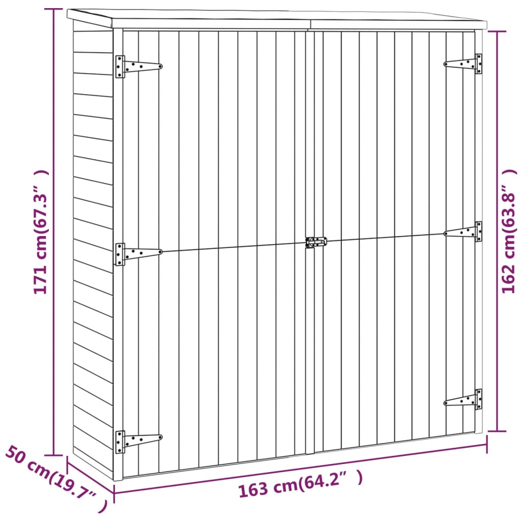 vidaXL Vrtno spremište za alat 163 x 50 x 171 cm od masivne borovine