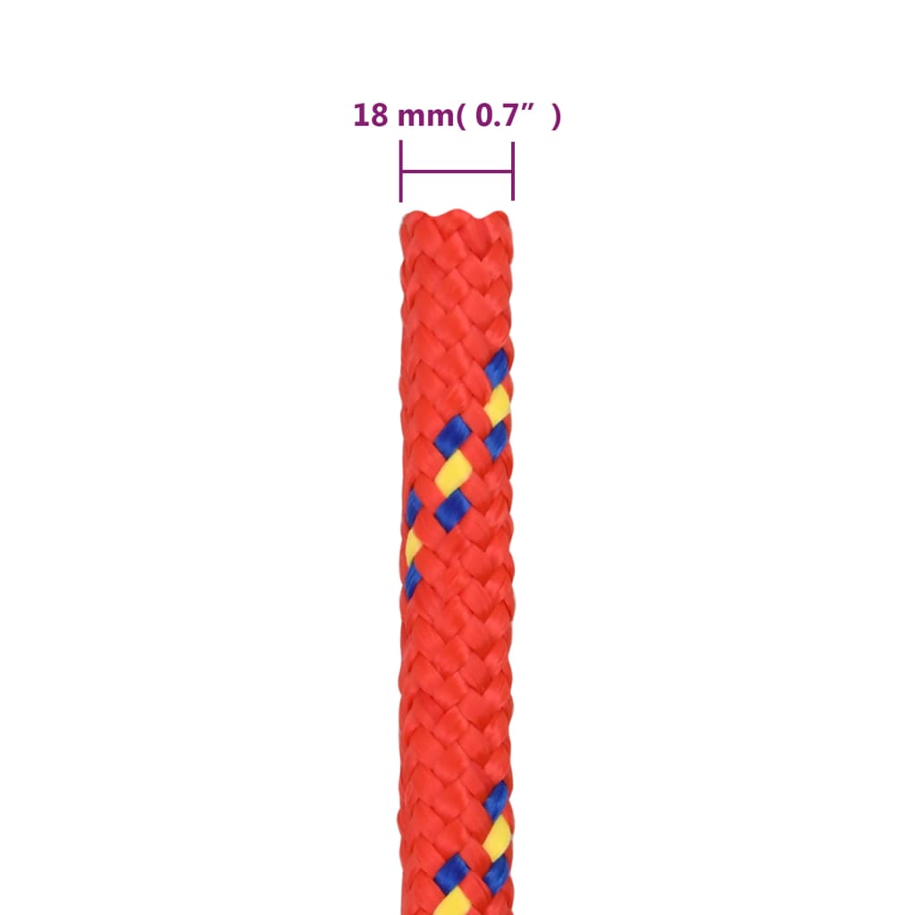 vidaXL Brodski konop crveni 18 mm 25 m od polipropilena