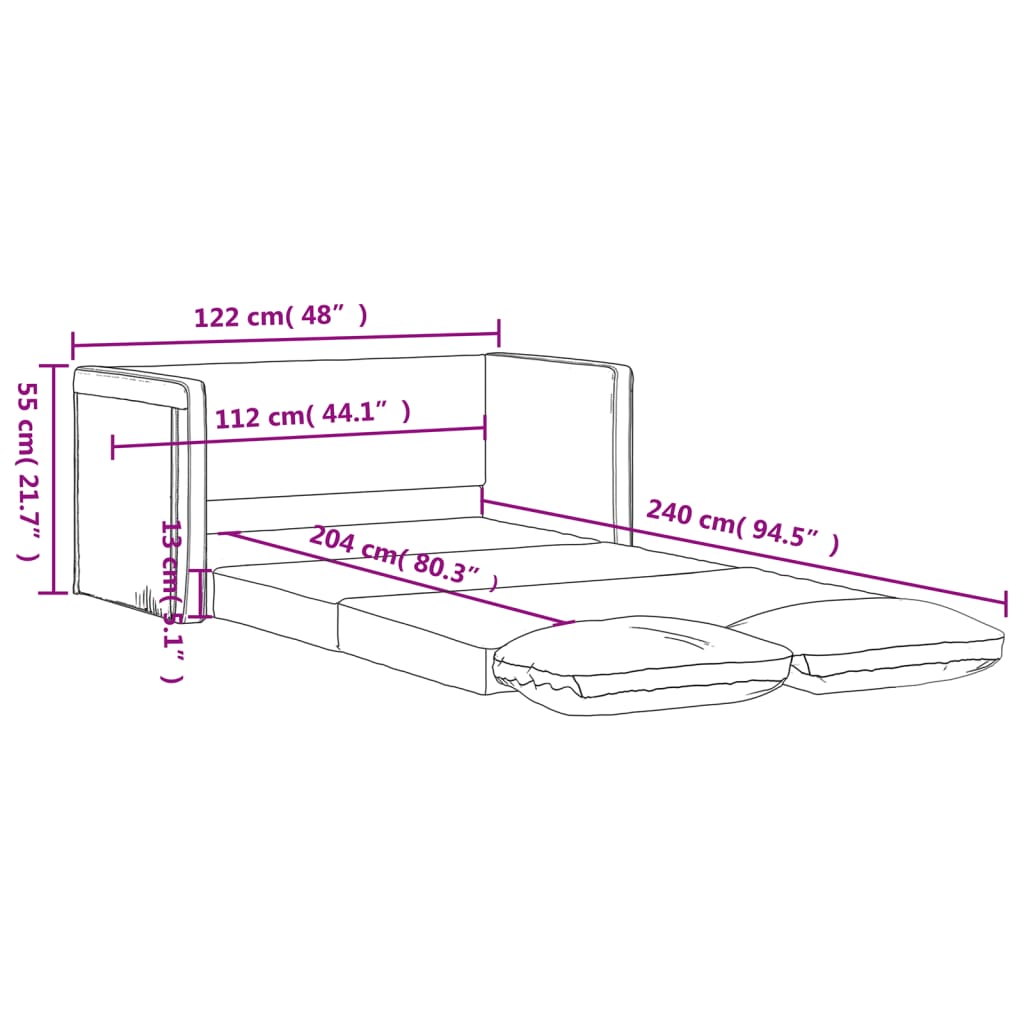 vidaXL Podni kauč na razvlačenje 2-u-1 tamnožuti 122x204x55 cm baršun