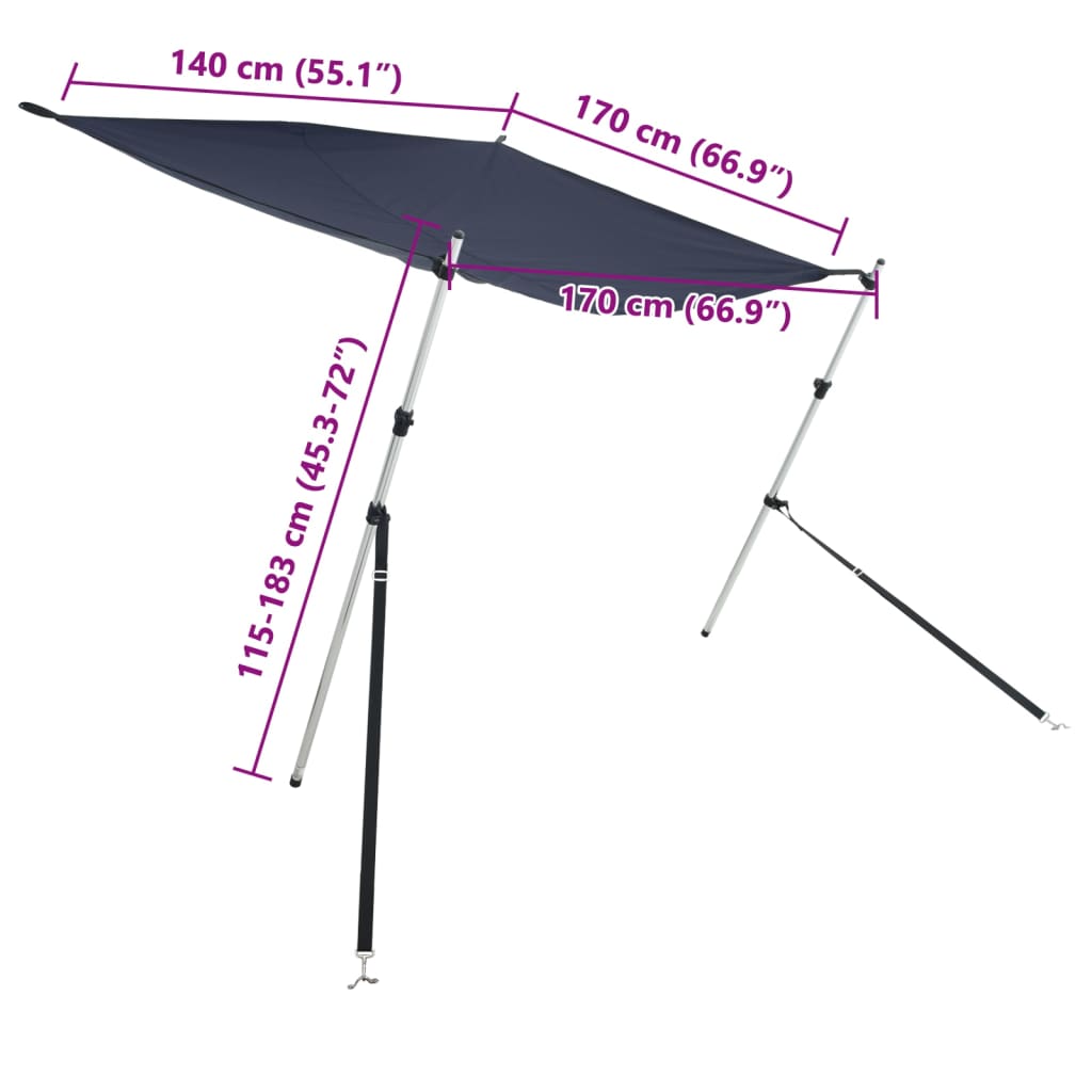 vidaXL Nastavak za sjenilo s vrhom T-oblika 170x170x(115-183) cm