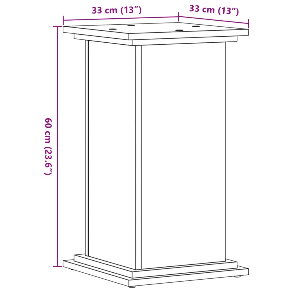 vidaXL Stalak za biljke boja hrasta 33x33x60 cm konstruirano drvo