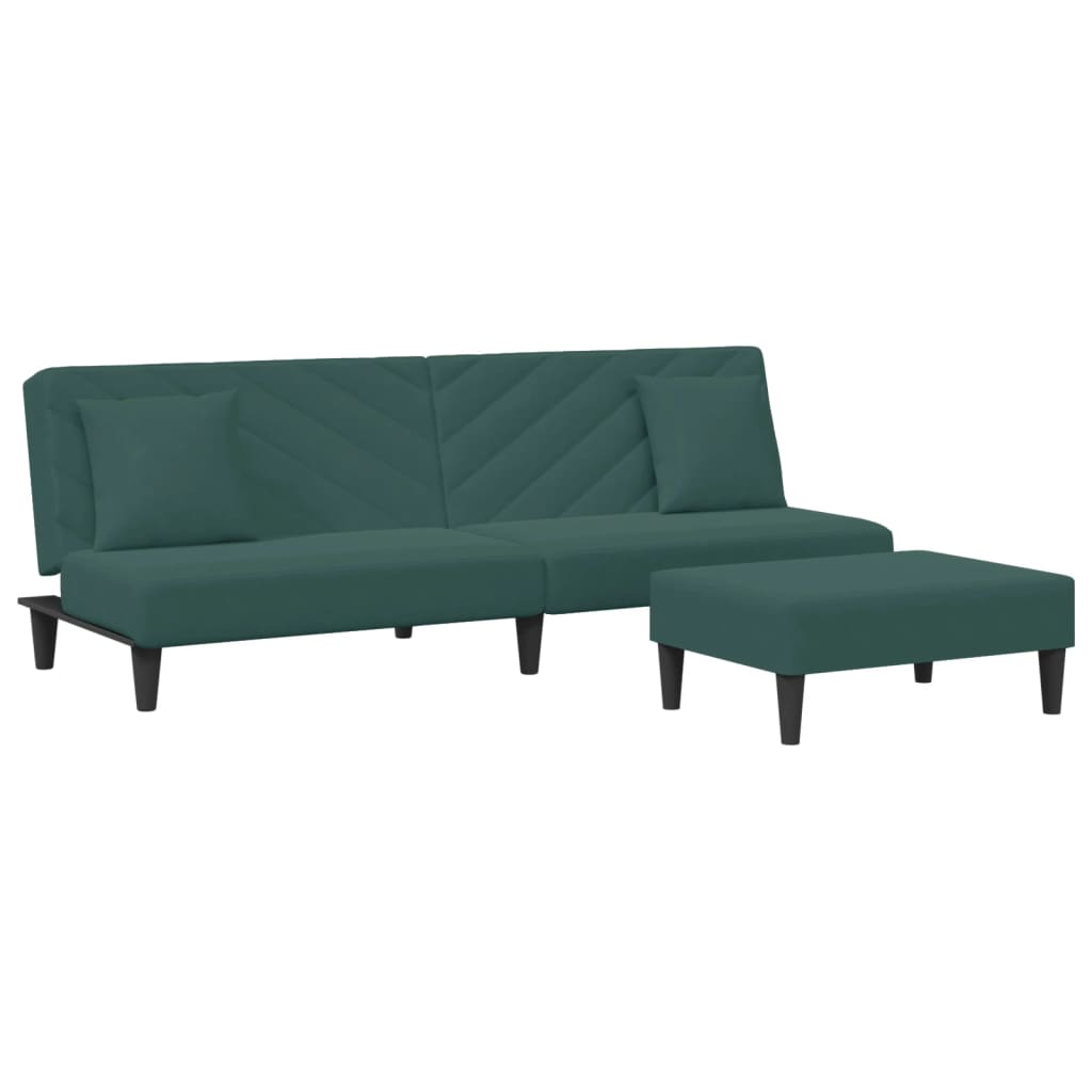 vidaXL 2-dijelni set sofa s jastucima tamnozeleni baršunasti