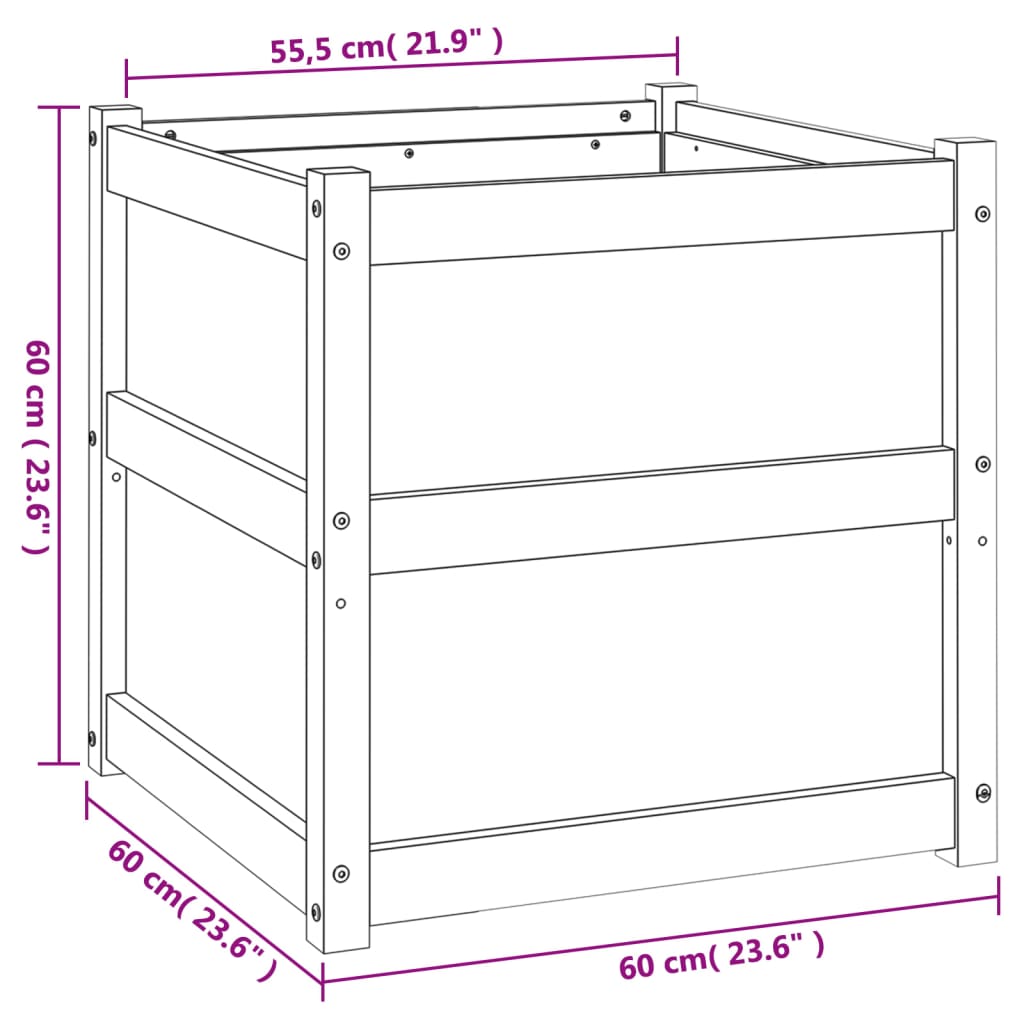 vidaXL Vrtna sadilica voštano smeđe boje 60 x 60 x 60 cm od borovine