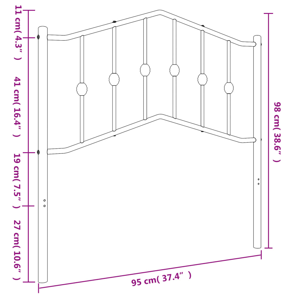 vidaXL Metalno uzglavlje crno 90 cm