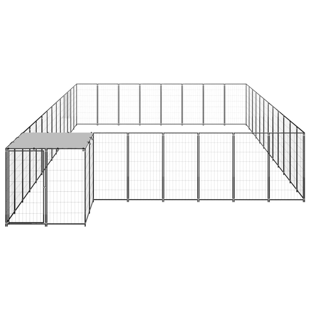 vidaXL Kavez za pse crni 30,25 m² čelični