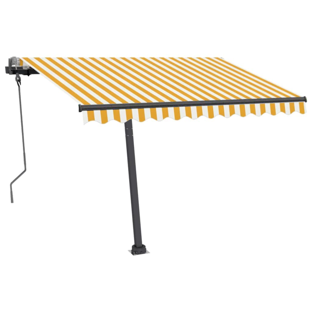 vidaXL Tenda na ručno uvlačenje s LED svjetlima 300x250 cm žuto-bijela