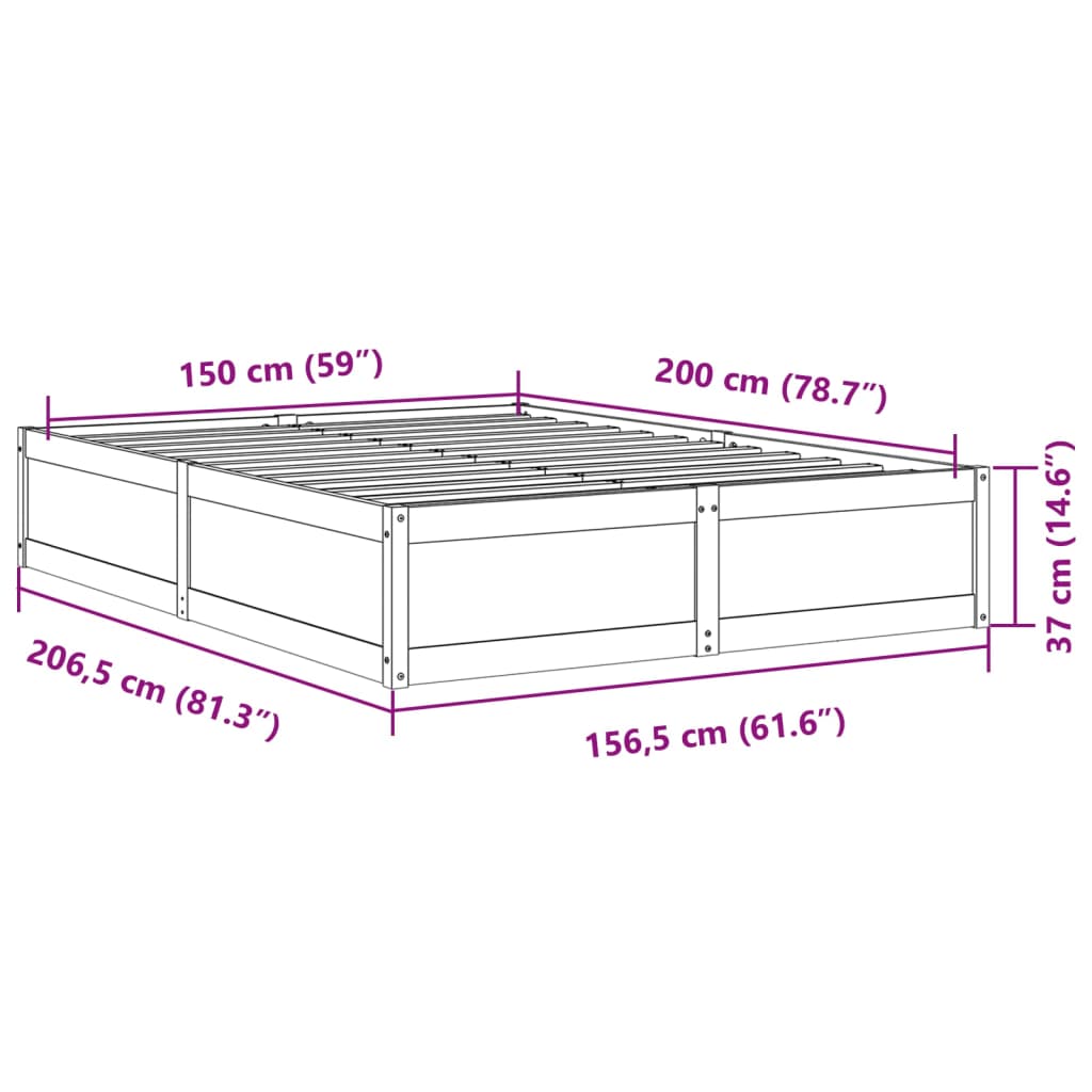 vidaXL Okvir kreveta bez madraca 150 x 200 cm od masivne borovine