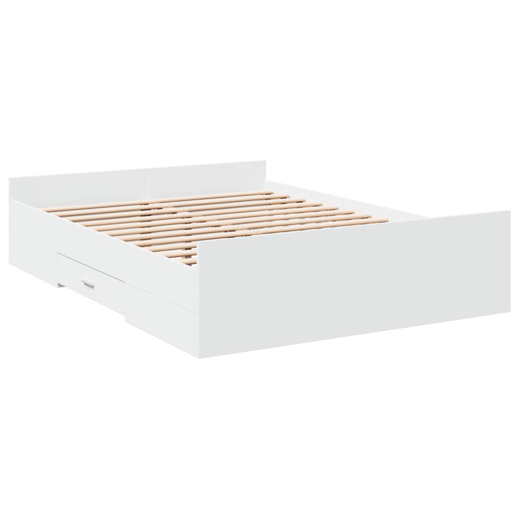 vidaXL Okvir za krevet s ladicama bijela 120x200 cm konstruirano drvo