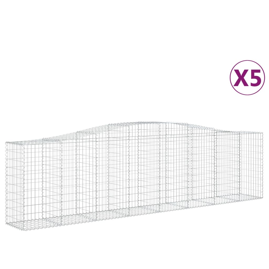 vidaXL Lučne gabionske košare 5 kom 400x50x100/120cm pocinčano željezo