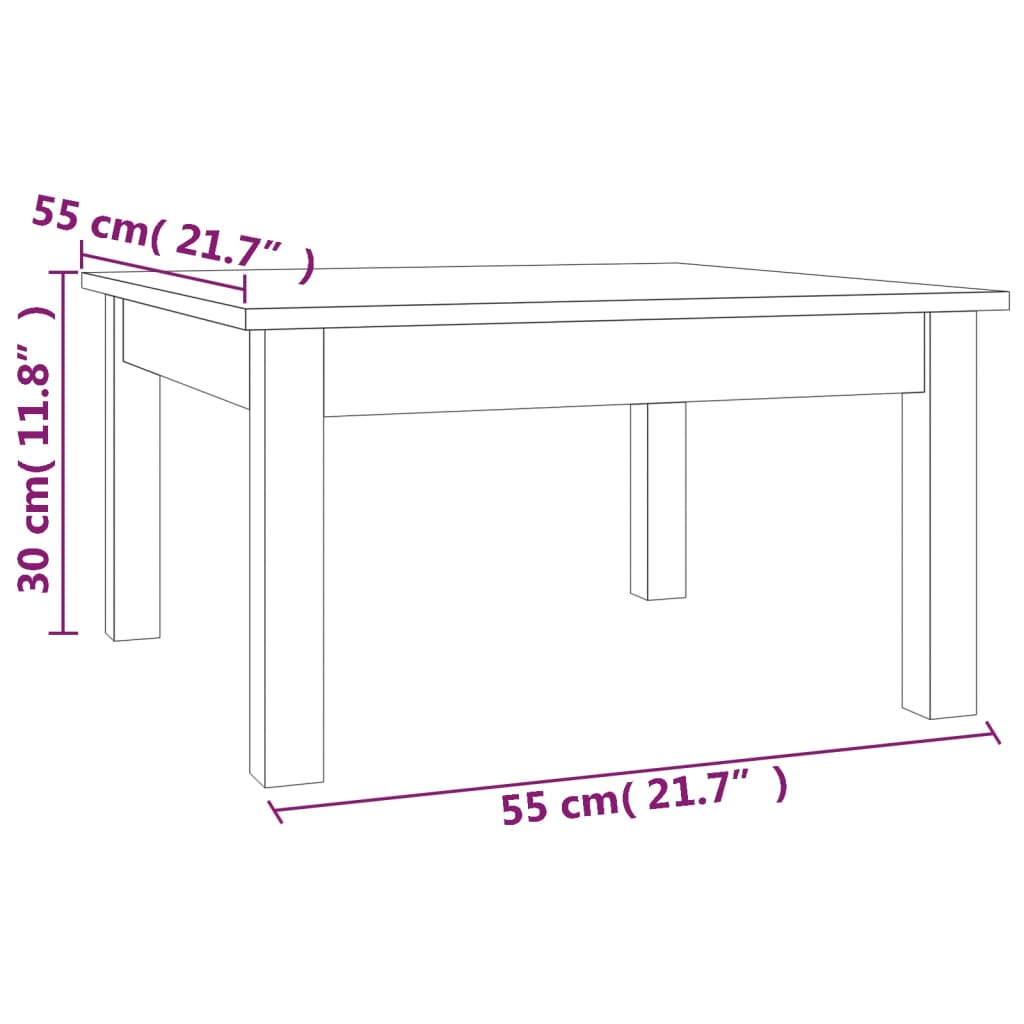 vidaXL Stolić za kavu sivi 55x55x30 cm od masivne borovine